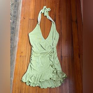 Like New Never Worn - White Fox green halter mini dress size S
